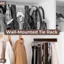 StorageWorks Tie Rack with 20 Hooks, 2-Pack Wall-Mounted Wooden Hangers for Neckties, Belts, Hats, Natural Walnut Color