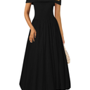 PRETTYGARDEN Womens Summer Off Shoulder Sleeveless Midi Dress Cocktail A Line Flowy Wedding Guest Dresses with Pockets, Small