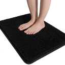 LOCHAS Luxury Bathroom Rug Shaggy Bath Mat 24 x 36 Inch, Washable Non Slip Bath Rugs for Bathroom Shower, Soft Plush Chenille Absorbent Carpets Mats, Black