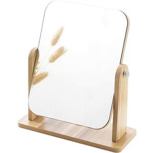 Desk Mirror, Wooden Mirror 360 Degree Portable Adjustable Table Desk Mirror Bathroom Living Room Shave Makeup Mirror (Extra Large)