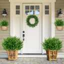 Sggvecsy Artificial Flowers for Outdoors 12 Bundles UV Resistant Boxwood Shrubs Artificial Eucalyptus Fake Plants Faux Plastic Greenery for Farmhouse Garden Indoor Outdoor Home Wedding Decoration