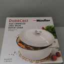 Mueller Cast Iron Dutch Oven Pot with Lid, 6 Quart Enameled, Dual Handles, Stainless Steel Knob, Stew & Induction Pot - For Braising, Roasting, Baking, Cast Iron Bread Pan with Lid, White (Oyster White)