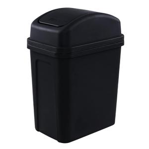 Gloreen 7 Liter Plastic Swing Lid Trash Can, 1.8 Gallon Small Garbage Can, Black
