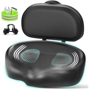 Bike Seat Noseless Wide Bicycle Seat for Women Men, Bike Seats Cushion Comfort for Big Butt, Multiple Fit Saddle for Peloton, Electric, Exercise, Cruiser Bikes (Backrest Black)