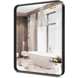 24x36 Vanity Mirror for Bathroom Sink Black Frame Bathroom Mirrors Wall Mounted with Anit-Rust Aluminum Alloy Shatterproof Glass for Over Sink, Rectangular,Vertical & Horizontal Hang