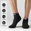 6/12 Pack Socks for Men, Men's Ankle Socks Low Cut Socks for Sport Running, Moisture Wicking Cushioned Mens Socks (Black)