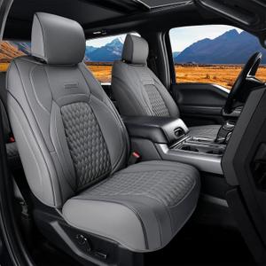 Coverado JK Seat Covers for Jeep Wrangler, Leather Front Seat Covers for Automotive Truck Wrangler Seat Covers Custom Fit for 2008-2012 Jeep Wrangler 2-Door/4-Door, Full Coverage Seat Cushion(Gray)