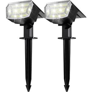 TECKNET Spot Lights Outdoor with 59 LED, 2 Pack Solar Lights Outdoor Waterproof IP65, Auto On/Off Solar Spot Lights, 3 Lighting Modes Solar Powered Garden, 2-in-1 Solars Landscape Light (Cool White)