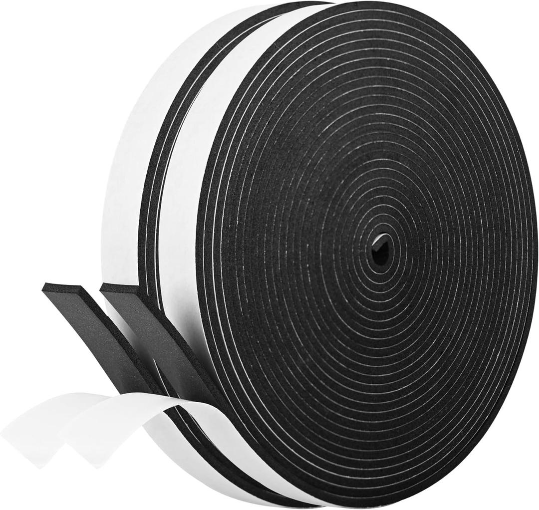 Kikerike Self Adhesive Foam Tape Weatherstrip 3/4In x 1/8In x 50Ft High Density Foam Insulation Strips Seal Weather Stripping with Strong Adhesive for Door and Window Sound Isolation Soundproofing