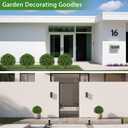 Artificial Olive Topiary Ball Trees with Ground Spike, Set of 2 UV Resistant Artificial Shrubs, Fake Evergreen Artificial Plant Bushes for Indoor Outdoor Front Porch Garden (16IN)