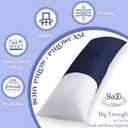 Ubauba Memory Foam Body Pillow with Cover, Full Large Body Pillows Insert for Adults with Envelope Closure Pillowcase, Firm & Fluffy Long Bed Pillows for Sleeping (20x54 inch, Navy)