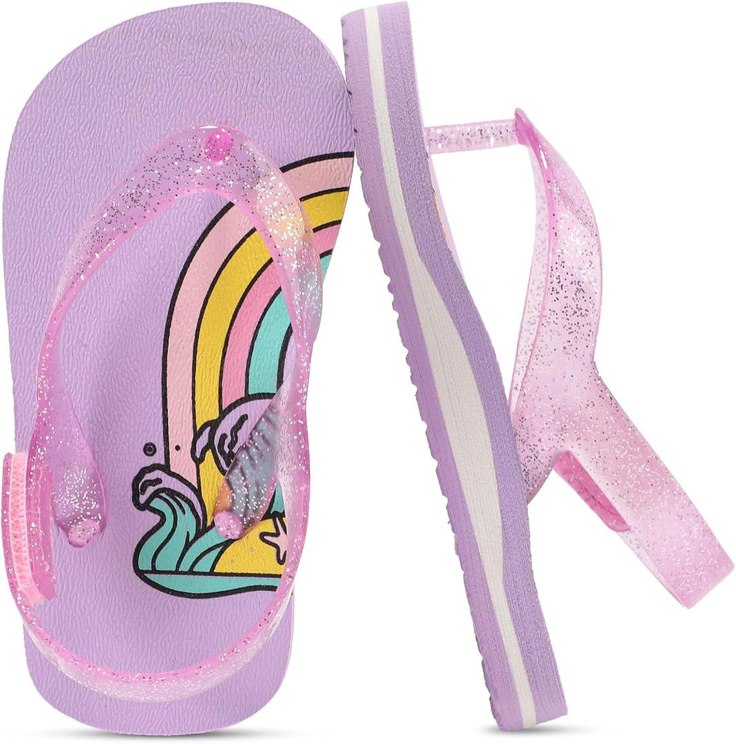 Toddler Flip Flops Girls Sandals Cute Jelly Boys Kids Flip-flops Adjustable Back Strap Non Slip Sole Lightweight Princess Sandal for Girl Swim Pool Summer Outdoor Beach