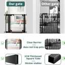 AiWMGL Clear Baby Gate 29.13-47.24" Wide Acrylic Safety Proof Dog Puppy Pet Barrier for Stairs, Transparent Adjustable Pressure Mounted No Drill Auto Close Indoor, Doorways, Hallway, Black