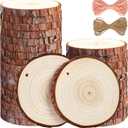 5ARTH Natural Wood Slices - 30 Pcs 3.5-4 inches Craft Unfinished Wood kit Predrilled with Hole Wooden Circles for Arts Wood Slices Christmas Ornaments DIY Crafts