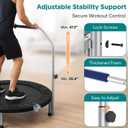 SereneLife 40" Foldable Mini Trampoline for Adults - Compact Fitness Rebounder with Adjustable Foam Handle, Exercise Trampoline with Max Load 330lbs, Indoor/Garden Whole-Body Workout