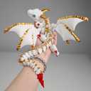 3D Printed Dragon with Wings, 3D Printed Animals Toys, Fidget Dragon Toys, Flexible Articulated Winged Crystal Dragon Model, Desktop Pet Decor, Dragon Gift for Kids & Adult (White-Gold)
