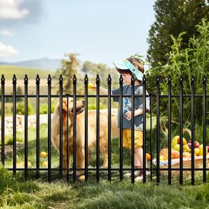 Thealyn Metal Garden Fence 32 inch H x 24 inch W (5 Panels, Total Length 10 ft) No Need Dig Outdoor Rustproof Animal Barrier Fencing Border Fence for Dog, Patio,Yard, Landscape, Flower Bed, Black, 32″ H x 10 ft (5 Panels)