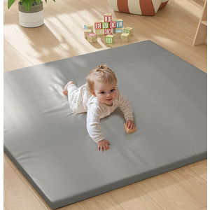 Padded Baby Play Mat, 1.3 Inch Thicken Foam Cushioned & 50 x 50 Waterproof Playpen Mat for Infants and Toddlers, Stylish and Just Wipe-Clean Playmat for Baby Play on Floor, Gray
