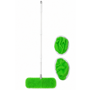 47" Microfiber Floor Dust Mop with 2 Replacement Pads, Reusable Green Cleaning Mop for Hardwood, Tile, Laminate & Multi-Surface Floors