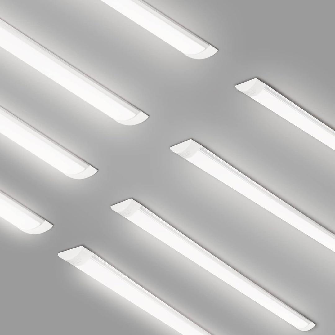 8 Packs 4FT LED Batten Light with 20cm Cable, Ultra-Thin Ceiling Surface Mounted Light, 40W, 4000K, IP20, LED Ceiling Lamp for Garage, Shop, Hallway, Office, Market, ver2