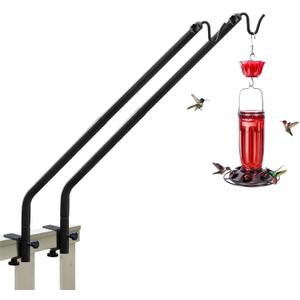 Kingsyard 2 Pack Heavy Duty Deck Hook, 27"-39" Adjustable Metal Deck Railing Hooks for Hanging Bird Feeders, Planters, Suet Baskets, Lanterns, Wind Chimes, Clamp Mounted