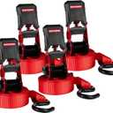 CRAFTSMAN CMXAZBS15004 Black/Red 1" x 12' Ratchet Tie Down Straps - Light/Mid-Weight Duty (1500 lb Break Strength), 4 Pack