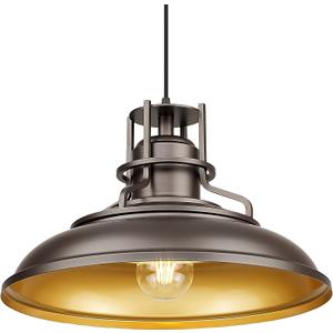 FEMILA 18" Outdoor Pendant Lights for Porch, Farmhouse Pendant Light, Barn Vintage Hanging Light Fixture for Kitchen Island, Adjustable Height,Oil Rubbed Bronze Finish, 4FY15-MP-L ORB