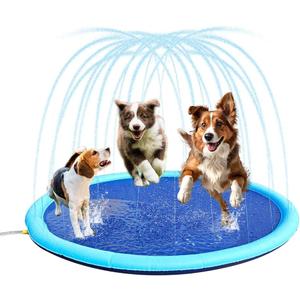 Non Slip Dog Splash Pad, 75 in Durable Splash Pad for Dogs, Heavy Duty Outdoor Water Play Mat for Large/Small Pets Foldable Design, Leak Proof Easy Setup