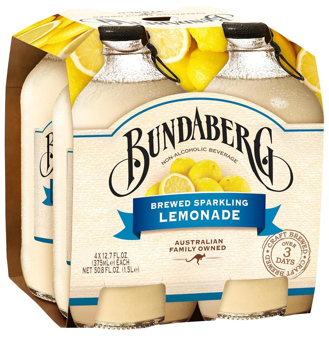 Bundaberg Sparkling Fruit Drink, Lemonade 12.7 Fl Oz Bottles (Pack of 4) (BBD - 05/07/26)