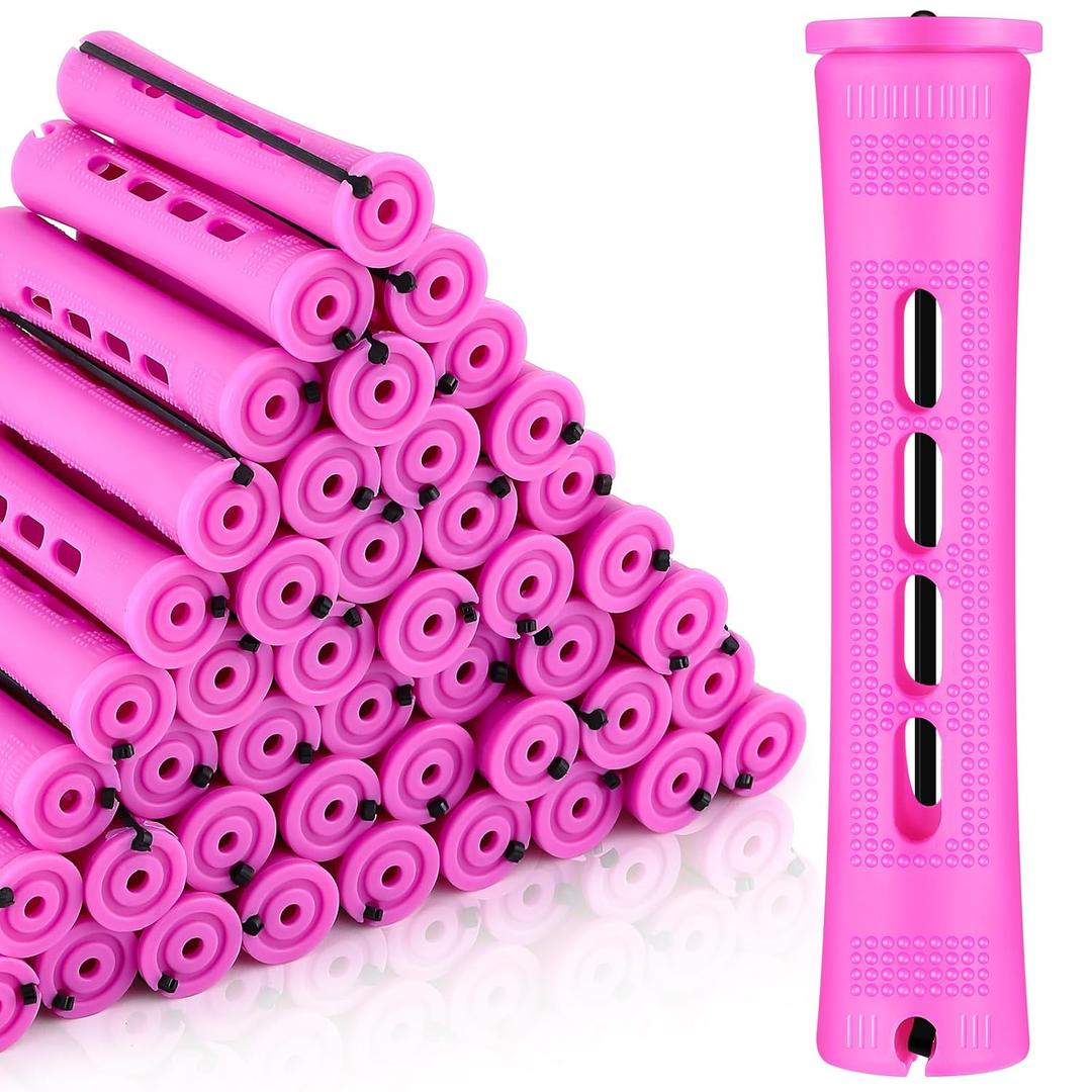 Tigeen 160 Pcs Perm Rods for Natural Hair Plastic Hair Rollers, No-heat Small Curling Rods Cold Wave Rod for Women DIY Styling Hairdressing Tools (0.75 Inch, Purple)