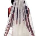 1 Tier Long Pearl Wedding Veil Bride Veil For Bachelorette Party Bride To Be Headband With Comb (Chapel length veil(300cm/118 inches), White)