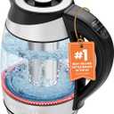 Chefman Electric Kettle with Temperature Control, 5 Presets LED Indicator Lights, Removable Tea Infuser, Glass Tea Kettle & Hot Water Boiler, 360 Swivel Base, BPA Free, Stainless Steel, 1.8 Liters