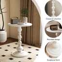 Funecy Metal Small End Table,Vintage Matte Black Round Side Table Nightstand for Bedside or Sofa,Small Accent Pedestal Table for Living Room Corners Bedroom Patio and bar (Light White)