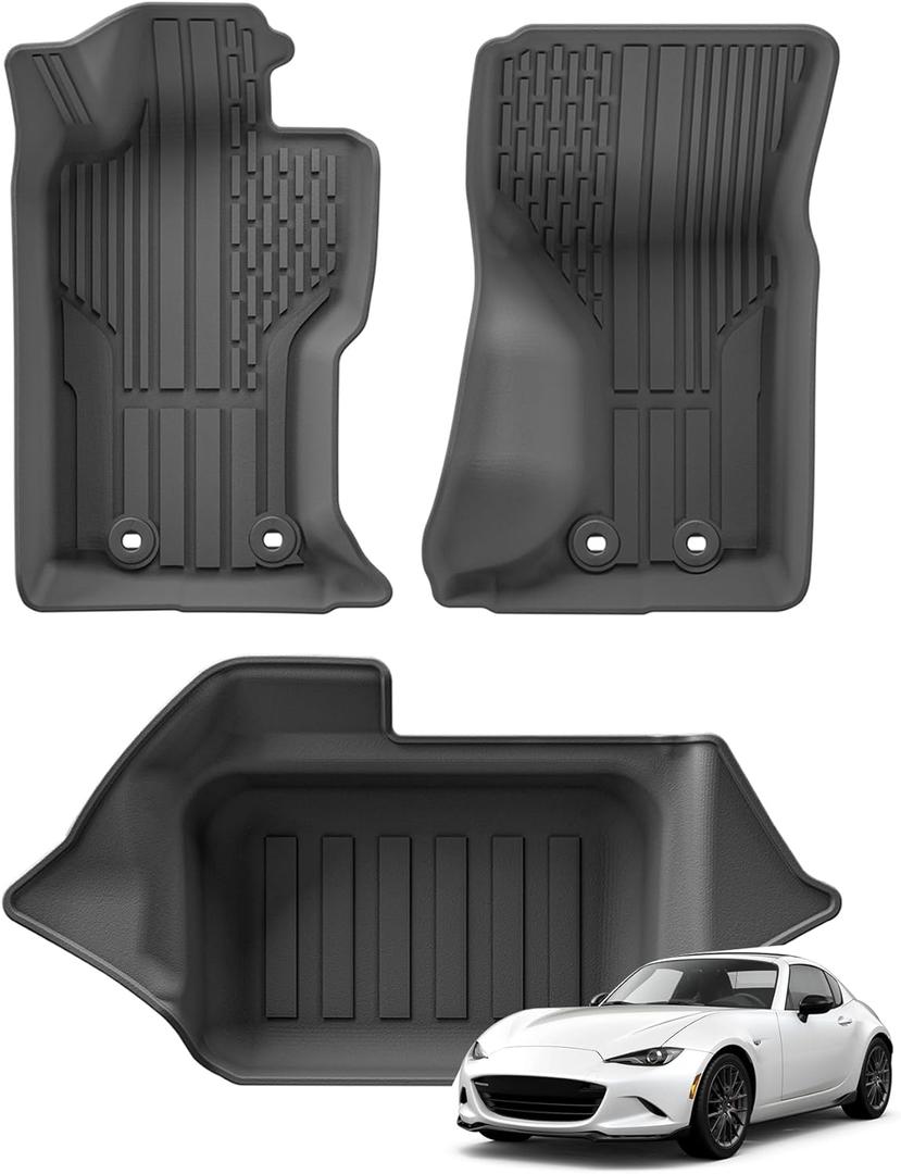 SMABEE Floor Mats & Cargo Liner for Mazda MX-5 Miata 2016-2026 All Weather Floor Liners TPE Car Mats Accessories Interior Black
