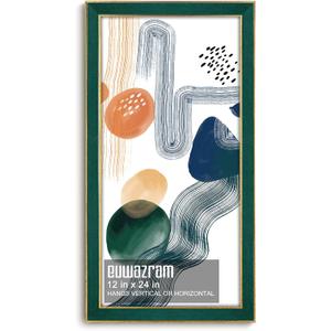 Suede 12x24 Frame - Single Frame, Christmas Elegant Green 12 x 24 Poster Frame, 12x24 Picture Frame for Artwork Puzzles Photos and Movie Posters