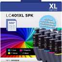 LC401XL Ink Cartridges Combo 5 Pack Compatible for Brother LC401 High Yield Work with Brother MFC-J1010DW MFC-J1012DW MFC-J1170DW Printer (2 x Black, Cyan, Magenta, Yellow)