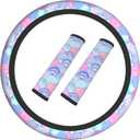 Mermaid Steering Wheel Cover Elastic Non-Slip Car Steering Wheel Covers with Seat Belt Shoulder Pad for Women Men