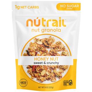 NuTrail Nut Granola Cereal, Honey Nut, No Sugar Added, Keto, Low Carb, Gluten Free, Grain Free, Healthy Breakfast 8 oz. 1 Count (EXP 04/13/26)