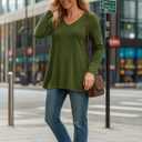 AWULIFFAN Women's Fall Long Sleeve V-Neck T-Shirt Sleepwear Tunic Tops Blouse Shirts (XXL)