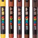 posca Paint Art Markers, Set of 5 5M Medium Markers with Reversible Tips, Brown Collection