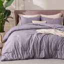 Bedsure Queen Comforter Set - Dark Red Comforter Queen Size, Soft Bedding for All Seasons, Cationic Dyed Bedding Set, 3 Pieces, 1 Comforter (90"x90") and 2 Pillow Shams (20"x26"+2") Grayish Purple Melange