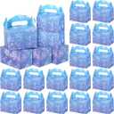 ReliThick 24 Pcs Snowflake Party Favor Bags Boxes Blue and Purple Snowflake Paper Gift Boxes Candy Treat Goodie Bags for Winter Themed Wonderland Birthday Party Supplies Decorations