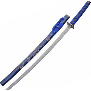 SZCO 40” Dragon Samurai Katana Sword, Carbon Steel Blade with Wooden Scabbard – Cord Wrapped Handle, Japanese Ninja Sword for Display, Martial Arts, Cosplay or Collection