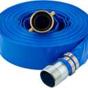 1-1/4" x 100ft PVC Lay Flat Water Pump Discharge Hose with NPT Pin Lug and Nipple Fittings, Heavy Duty Reinforced Pool Backwash Hose Assembly