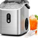 Antarctic Star Nugget Ice Makers Countertop, Portable Ice Maker Machine with Self-Cleaning, 35lbs/24H, Crushed Ice Machine with Handle & Scoop for Home, Kitchen, Office and Camping(Stainless Steel)