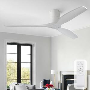 Sofucor 52" Solid Wood Ceiling Fan with Remote No Light Low Profile