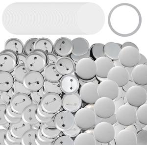100 Sets 75mm/3" Button Maker Supplies, Complete DIY Supplies for Custom Buttons & Badges, Metal Covers, Metal Backs& Clear Film for Button Maker Machine, Pin Maker, Badge Button Press