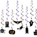 Halloween Bats Witch Party-Decorations Streamers - 12pcs Spooky Creepy Ghosts Skulls Skeleton Pumpkin Cats Spiders Hanging Swirls Banner,Window Fireplace Classroom Ceiling Garland Decor Panduola
