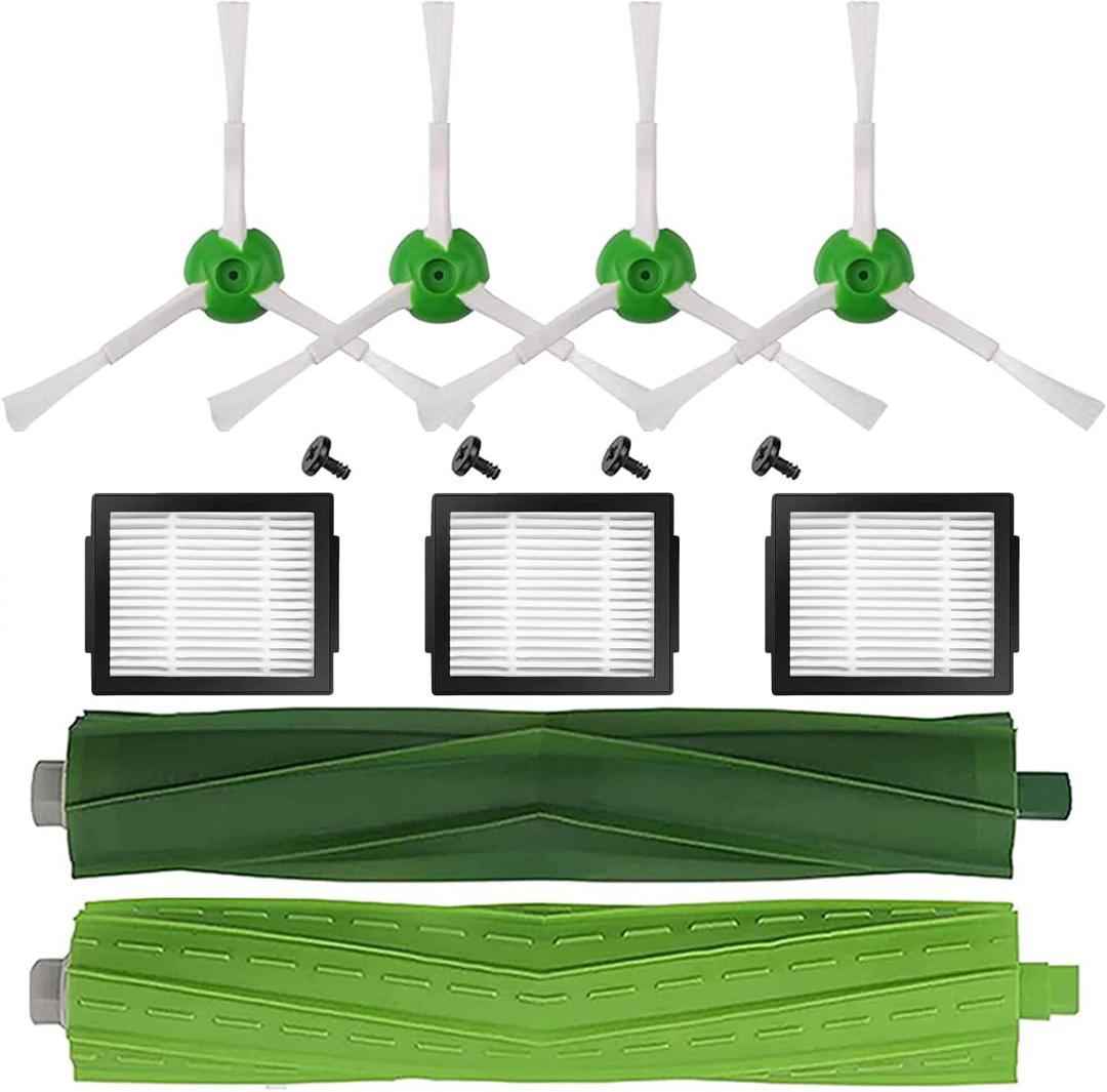 DLD 1 Set of Multi-Surface Rubber Brushes +3 HEPA Filters +6 Edge-Sweeping Brushes Replacement Parts for iRobot Roomba i7 i7+/i7 Plus E5 E6 Vacuum Cleaner Set