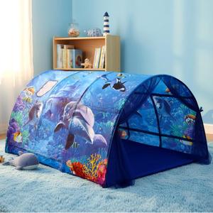 Ocean Bed Tent for Kids Large Kids Twin Tent Toddler Play Bed with Carry Bag Foldable for Girls Boys Bedroom Indoor Games